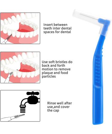 Prasacco 25-Piece Interdental Brush Set - 0.7mm L-Shaped Plastic Brushes for Tooth Cleaning & Oral Care - Non-Slip Blue Design - Buy Online on GoSupps.com
