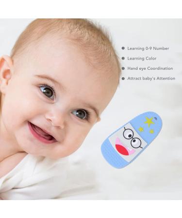 Soft Silicone Baby Teething Toy - Slipper Shaped Design, Textured Patterns, Blue Color - Buy Online on GoSupps.com