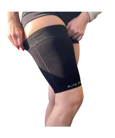 Thigh Compression Sleeve  Hamstring, Quadriceps, Groin Pull and Strains  Running, Basketball, Tennis, Soccer, Sports  Athletic Thigh Support (Single) (1 Sleeve - Midnight Black, L) 1 Sleeve - Midnight Black Large