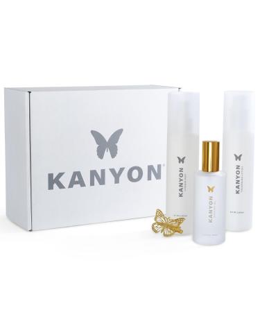 Kanyon Styling Products for All Hair Types Thickening Lotion 6.7oz Satin Dry Oil 3.3oz Vitamin Mist for Damaged or Colored UV Protection Healthy Hair Routine Gift Set