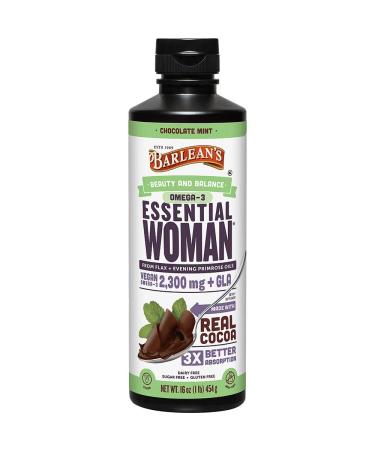 Barlean's Essential Woman Chocolate Mint Blend from Flax Oil with Omegas 3, 6 and 9 and GLA - Vegan, Non-GMO, Gluten Free - 16-Ounces