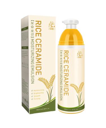 AOAO Rice Ceramide Moisturizing Cream, Vitamin E & Hyaluronic Acid Infused for Deep Hydration, Brightening & Firming, Lightweight, Fast-absorbing Formula for All Skin Types, Hygienic Pump, 3.38fl.oz