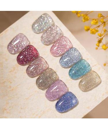 Diamond Jelly Gel Nail Polish Semi Permanent Holographic Sequins Soak Off UV Gel DIY Nail Varnishes - (Color: 9) - Buy Online on GoSupps.com