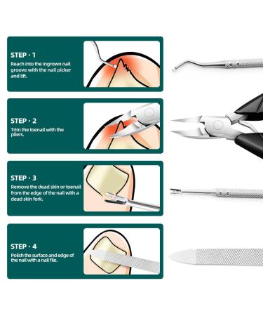 Onism 13 Pcs Ingrown Toenail Tool & Corrective Liner Kit for Thick Nails - Seniors Men Women | Ingrown Toenail Treatment Clipper Set - Buy Online on GoSupps.com