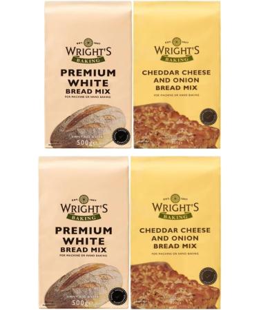 Wright's selection 2 pack | Premium White Bread Mix And cheddar and onion bread mix | Simply Add Oil and Water | For Machine or Hand Baking | Suitable for Vegetarians - Buy Online on GoSupps.com