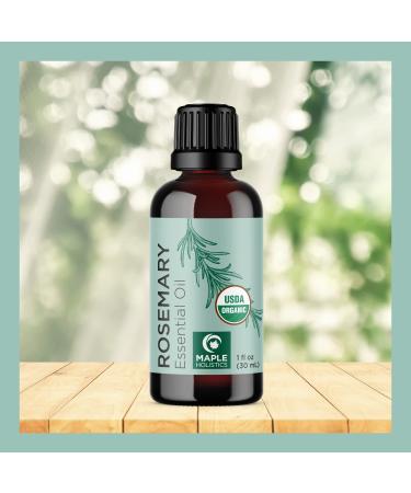 Certified Organic Rosemary Oil for Hair - USDA Organic Essential Oil for Hair, Skin, Nails - Dry Scalp Treatment, Enhanced Volume & Shine - 1 Fl Oz - Buy Online on GoSupps.com
