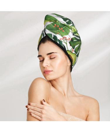 Super Absorbent Watercolor Green Tropical Microfiber Hair Towel Wrap - Quick Dry Coral Velvet for All Hair Types - Buy Online on GoSupps.com