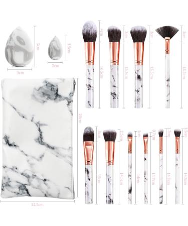 HEYMKGO Make Up Brushes 10 Piece Brush Set Makeup with Makeup Sponge and PU Leather Brush Bag Makeup Brush Set Kabuki Makeup Brushes Foundation Blending Cosmetic Brush Makeup Kit (Marble White) - Buy Online on GoSupps.com