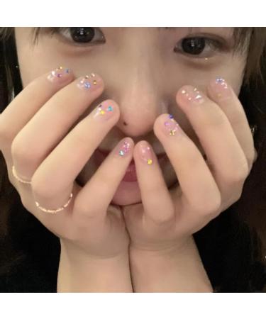 MENILITHS 24Pcs/Set Press On Nails Short Colorful Sparkling Diamond False Nails Acrylic Fake Nails Full Cover Nails Tips Artificial Finger Manicure Press on nails for Women and Girls - Buy Online on GoSupps.com