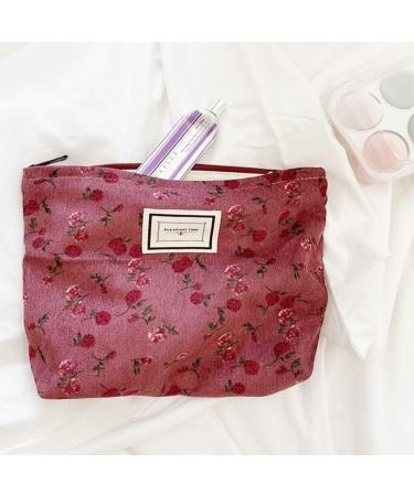 Large Capacity Cosmetic Bag for Women | Travel Makeup Organizer | Toiletry Zipper Pouch | Dark Red Rose Design - Buy Online on GoSupps.com