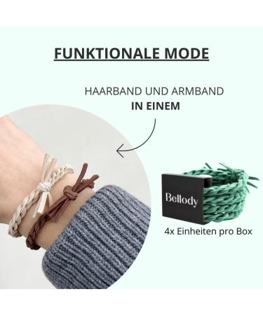 Bellody Original Hair Tie - Sundance Edition | Stylish Mint Green Braided Hair Ties - Strong Hold (4 Set) - Women's Hair Accessories - Buy Online on GoSupps.com