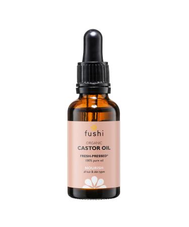 Fushi Organic Castor Oil - 30ml 100% Pure Cold & Fresh-Pressed For Dry Skin & Hair Growth Eyelashes & Eyebrows Hexane Free Food-grade for inner health Sustainably Sourced