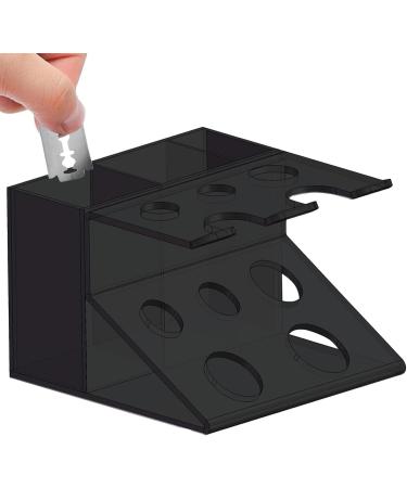 Premium Acrylic Shaver Holder & Brush Stand | Stylish Transparent Organizer for Razors & Shaving Essentials - Compact Makeup Storage - Buy Online on GoSupps.com