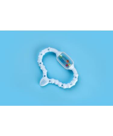 Curaprox bite ring for babies blue baby bite ring with rattle baby bite ring with learning toothbrush bite ring for babies for teeth bpa-free blue 1 piece