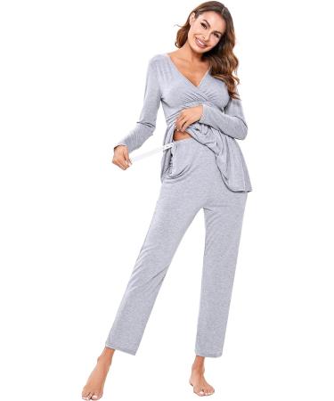Litherday Women's Maternity Nursing Pyjamas Set | Long-Sleeved Breastfeeding Sleepwear | Soft Labor Nightwear PJ Loungewear - Buy Online on GoSupps.com