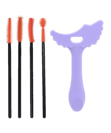Silicone Mascara Aid | Silicone Mascara Shield Stencil | Heart-Shaped Design Eye Makeup Tool for Night Out Daily Use Dating Purple + Eyelash Brush