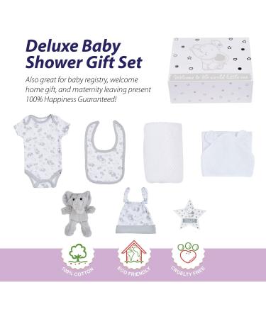 Baby Box Shop Unisex Baby Gift Set - 7 Essential Items for Newborns | Gender Neutral New Baby Hamper for Baby Shower & Gender Reveal Gifts - Buy Online on GoSupps.com