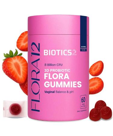 Flora Vaginal Probiotics for Women pH Balance Gummies with Prebiotics 8x Billion Probiotics 5x Extracts Saw Palmetto Dong Quai Motherwort Wild Kelp & Yam | Vegan Sugar-Free Gluten-Free 60 Ct 60 Count (Pack of 1)