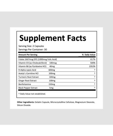 Nerve Power Nerve Supplement R Alpha Lipoic Acid 600mg - Neuropathy Relief for Discomfort for Sciatic Feet Hand - Buy Online on GoSupps.com