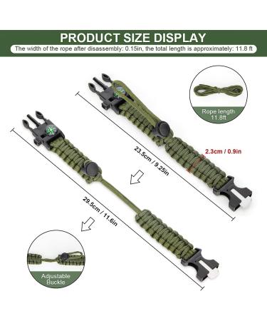 CEUAO 4-Set Survival Bracelet - 5 in 1 Outdoor Survival Kit for Men | Paracord Survival Bracelet with Pipe Flint & Compass | Perfect for Outdoor Activities - Buy Online on GoSupps.com