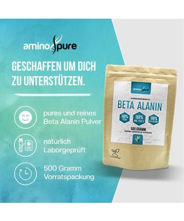 Aminopure Beta Alanine Powder | Pure Vegan Formula | 500g | Additive-Free & Lab Tested for Purity - Buy Online on GoSupps.com