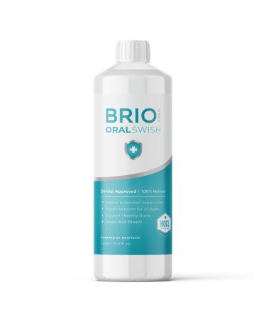 BrioCare Oral Swish  Natural & Vegan Oral Care  Gentle Hygiene Mouthwash Rinse  Fight Bad Breath  Plaque & Cause of Gum Disease  Support Tender Gums  Alcohol Free  Pure Hypochlorous HOCl by BRIOTECH 33.8 Fl Oz (Pack of 1...