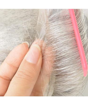Hairnotion Wigs Human Hair Men All V-Loop Super Thin Skin Human Hair Man 8x10 Inch Toupee for Men Gray #1B80 1B80#