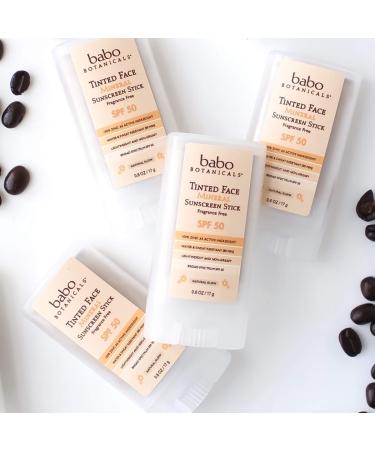 Babo Botanicals Tinted Mineral Stick Sunscreen SPF 50 | Unscented | 0.6 Ounce | 70+ Organic Ingredients - Buy Online on GoSupps.com