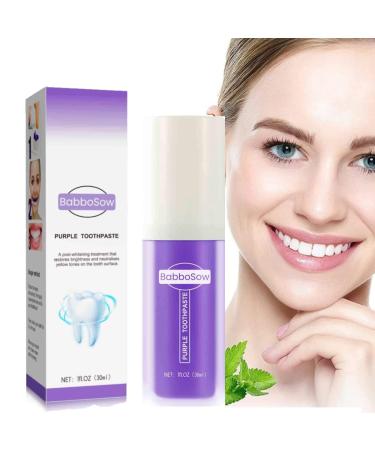 Purple Toothpaste for Teeth Whitening Purple Teeth Whitening ?Tooth Stain Removal Teeth Whitening Booster Purple Toothpaste for Teeth Whitening Tooth Colour Corrector Restores Brighter Smile (1PC)