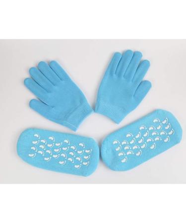 Minkissy Moisture Gloves & Sock Set | Gel Heel Socks & Spa Gloves for Dry Cracked Skin - Sky Blue - Buy Online on GoSupps.com
