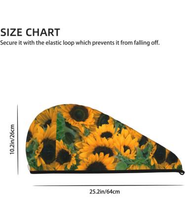 Hair Towel Wrap - Quick Drying Towel Turban with Button | Sunflowers 7 Design - Buy Online on GoSupps.com