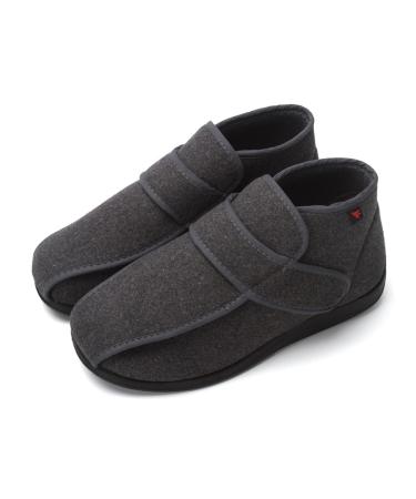 fohapfam Men's Diabetic Slippers Hallux Valgus Recovery Slippers Adjustable Arthritis Edema Sandals Extra Wide Swollen Shoes for Swollen Feet Elderly 10 Grey