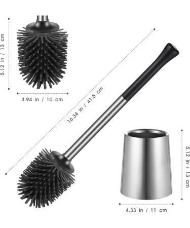 Silicone Stainless Steel Toilet Bowl Brush Holder Set for Deep Cleaning - Modern Bathroom Restroom Cleaner with Caddy - Buy Online on GoSupps.com