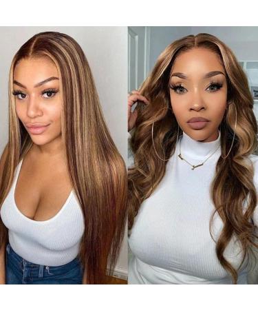 Bele Ombre 4/27 Lace Front Wig 20 180% Density Straight Highlight with Transparent Lace - Baby Hair, 13x6 LFW - Buy Online on GoSupps.com