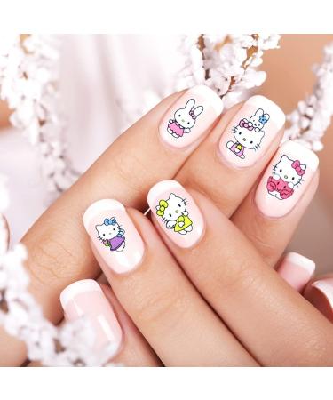 Kawaii Hello Kitty Cartoon Nail Stickers - Self-Adhesive Decals for Women, Girls, and Kids (12 Sheets) - Buy Online on GoSupps.com