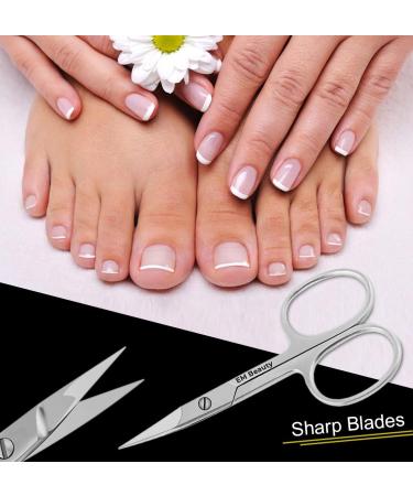 EM Beauty Cuticle Scissors - Extra Fine Curved Nail Grooming Tool with Leather Case - Buy Online on GoSupps.com