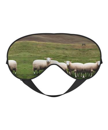 Lambs and Sheep Print Unisex Sleep Mask Double-Sided Eye Mask Ideal for Sound Sleep and Skin Care