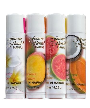 Hawaiian Forever Florals Lip Balm 4 Pack (Plumeria and Fruits)