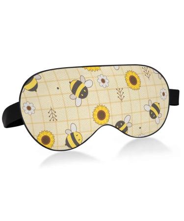 Haskirky Light Blocking Eye Mask Breathable and Adjustable Adult Men and Women Travel on Business Trips Yoga Meditation Light Smooth Comfortable Eye Mask Office Deep Sleep Goodies Sunflowers Plaid