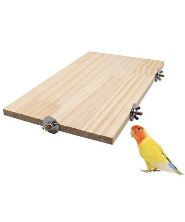 Dnoifne Large Bird Perch Stand Platform, Natural Wooden Small Animals Cage Accessories, Rectangle Stand Perch Shelf for Parrot Parakeet Cockatiel Rat Hamster Guinea Pig Conure Chinchillas 13.67.9 Inches