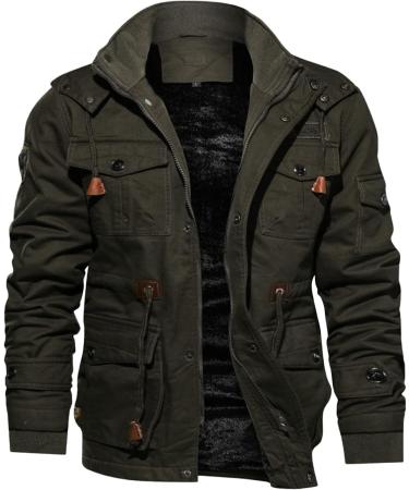 Buy Hanxiulin Oversize Warm Plush Jacket for Men - Winter Hooded Coat in Green 4XL | Soft Fleece Lined Outdoor Jacket - Buy Online on GoSupps.com