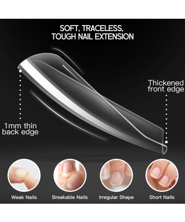 Rstyle 288 Nail Tips - 10 Sizes Transparent Full Cover Almond Gel Tips for UV Nail Polish | Long Ballerina Dark Red - Buy Online on GoSupps.com