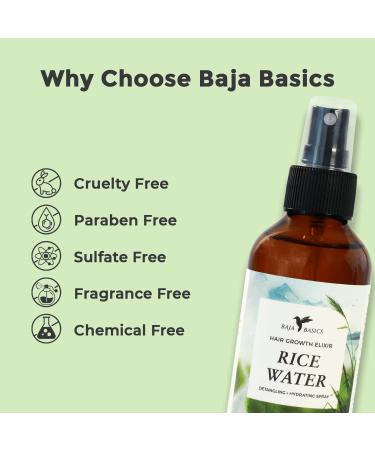 Baja Basics Rice Water for Hair Growth - Natural Leave-in Conditioner for Thickness, Strength, and Shine - 4oz Spray for Curly, Straight, Thick, Thin Hair - Buy Online on GoSupps.com