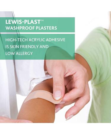 Box of 100 Lewis-Plast Premium Assorted Breathable Washproof Plasters - Medical Grade Waterproof Plaster for Fast Wound Healing - Buy Online on GoSupps.com
