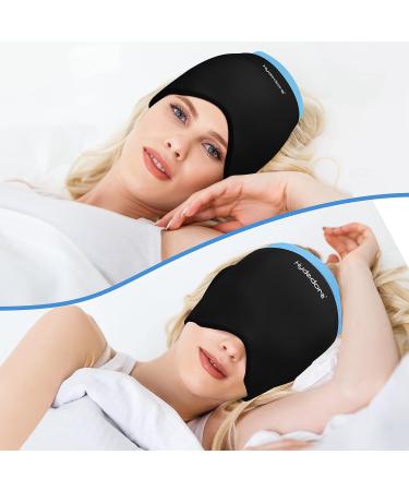 Migraine Ice Head Wrap - Headache Relief Hat for Migraine - Wearable Cap for Puffy Eyes, Sinus & Stress Relief - Hot and Cold Therapy - Blue-Black - Buy Online on GoSupps.com
