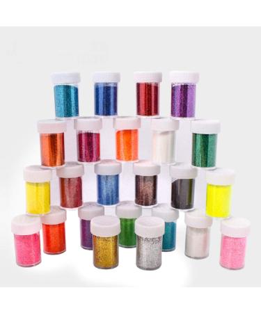 24 x 20g (480g) Fine glitter craft glitter powder set in 24 colors glitter dust glitter powder for nails body slime glitter for tinkering