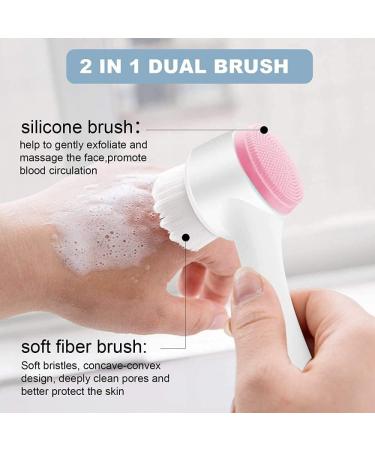 USB Manual Facial Cleansing Brush 2-in-1 Skin Care face Brush Silicone Facial Scrubber Manual Dual Face Wash Brush for Deep Pore Exfoliation Massaging (Blue/Pink)-Pink Blue pink - Buy Online on GoSupps.com