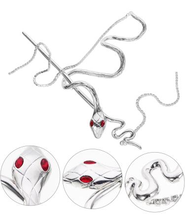 Hairpin Hair Barrettes Hair Pin Hair Clips Chinese Hair Sticks Silver Fringe Silver Hair Accessories Snake Headpiece Chinese Hair Accessories Hair Bun Stick Snake Hair Stick Metal FRCOLOR - Buy Online on GoSupps.com