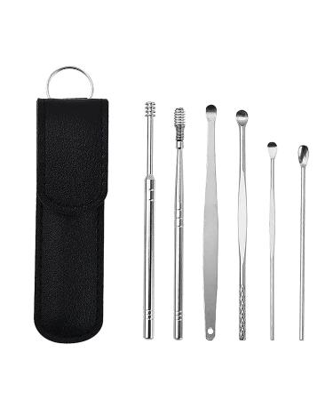 HANBOLI Innovative Spring Ear Wax Cleaner Tool Set Clean Ears Deep to Prevent Infection Relieve Itching with Storage Box Gifts for Grandparents (Black)