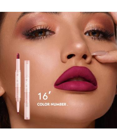 2-in-1 Matte Lip Liner Pencil Red Lipstick Set - Longwear, Waterproof, and Pigmented Lip Pencil with Jojoba Oil - Non-fading, Non-stick Cup Lip Liner - Buy Online on GoSupps.com